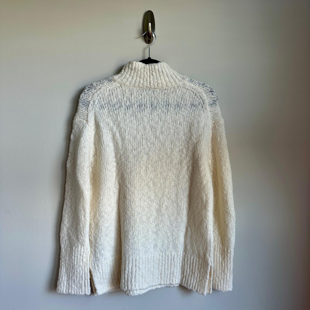 Vince Sweater Womens XS Ivory Wool Blend Mock Neck Ribbed‎ Chunky Knit NWT - Picture 8 of 10